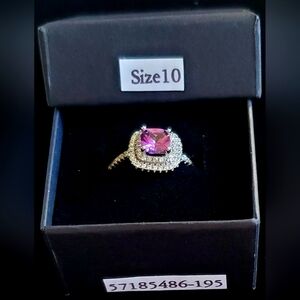 New .925 Sterling Silver   1.5 CT. AMETHYST RING